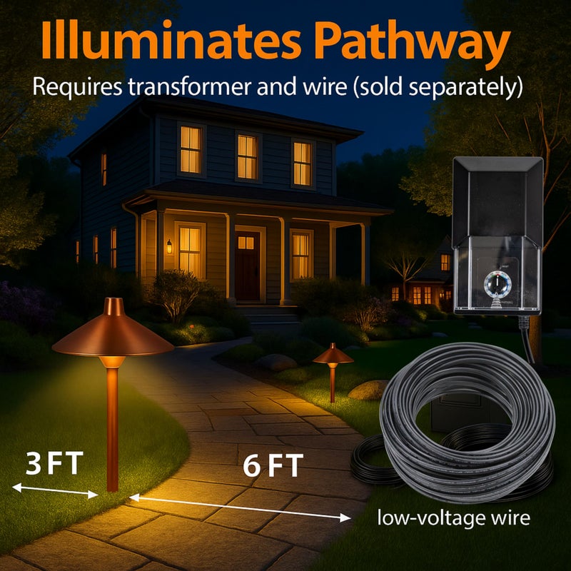 MIK Solutions LED Pathway 126 Landscape Light 12V Solid Copper Low Voltage 4W G4 LED Light Bulb Warm White Included Outdoor Mushroom Security Garden Patio Area Light for Beautiful Bright Long Lasting - Image 5